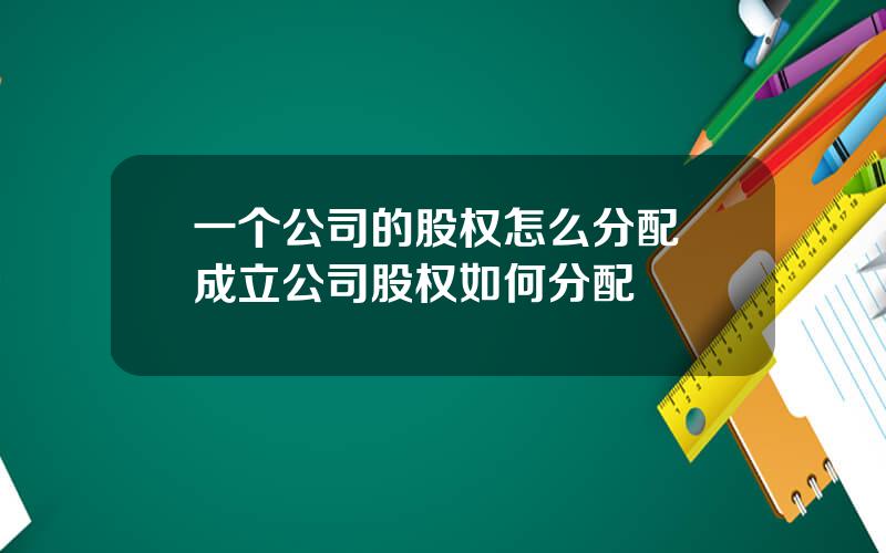 一个公司的股权怎么分配 成立公司股权如何分配